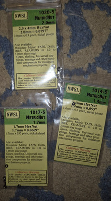 HO NWSL Lot of 3 1.4, 1.7 & 2.0mm Nuts See Pics NIP BE6
