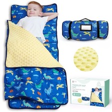 Toddler Nap Mat with Pillow and Blanket, Large Rolled Napping Mat For Kids