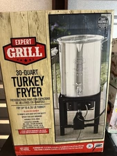 Expert Grill Aluminum 30 Quart Propane Turkey Fryer with Spigot Cast Iron Burner