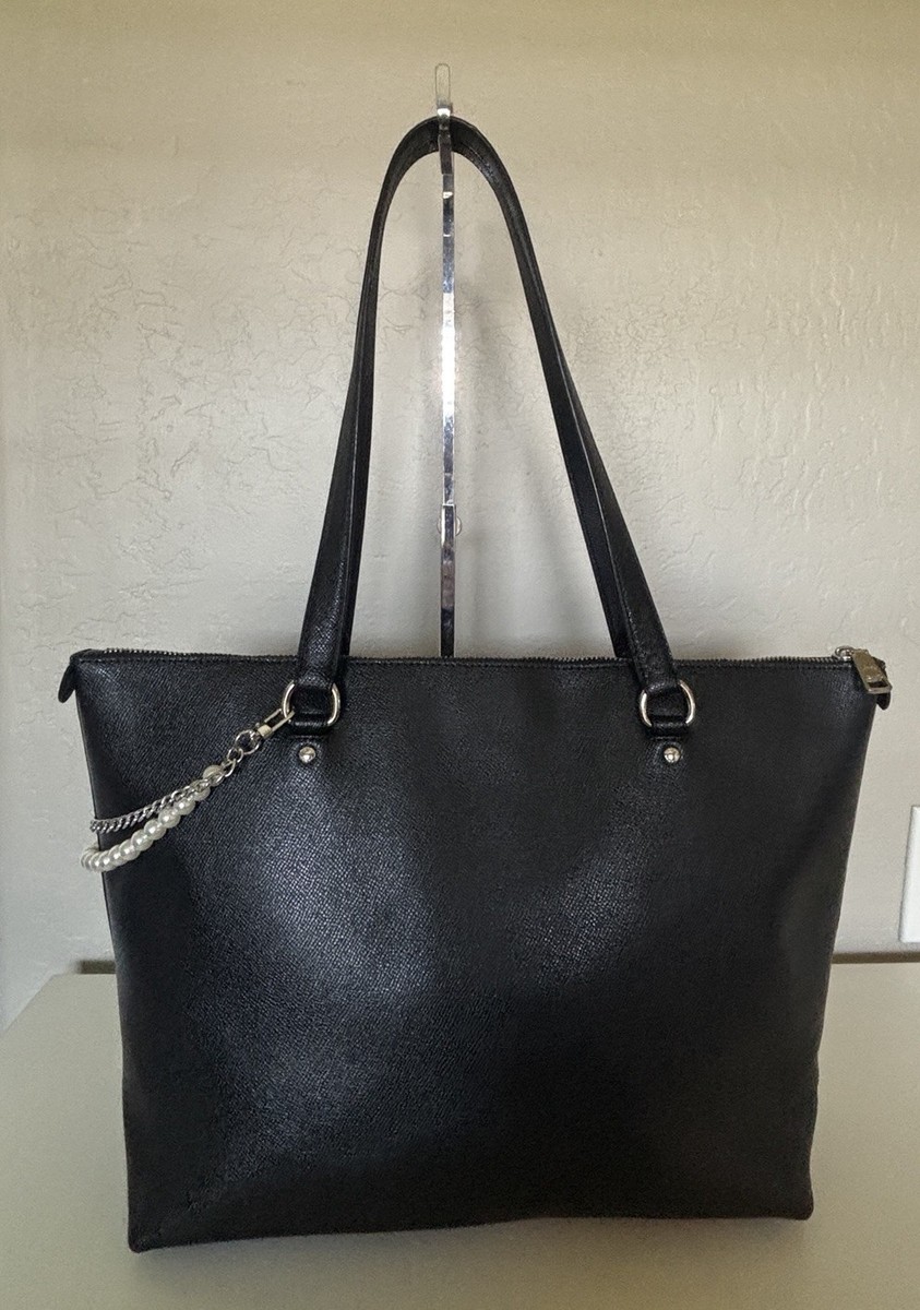Coach Gallery Zip City Tote Bag Leather F79608 Black Silver | eBay