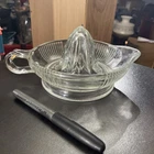 VTG Anchor Hocking Clear Glass Juicer / Reamer 1.5" Deep 6" Diam Bowl w/ Handle