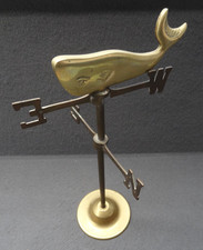 Brass Sperm Whale 14" Tabletop Weathervane VTG Nautical Decor Beach Moby Dick