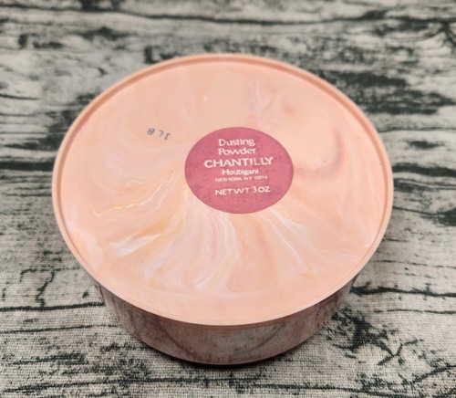 Vintage Dusting Powder Puff Chantilly Houbigant 3 Oz Container Paris *Read Descr - Afbeelding 2 van 10