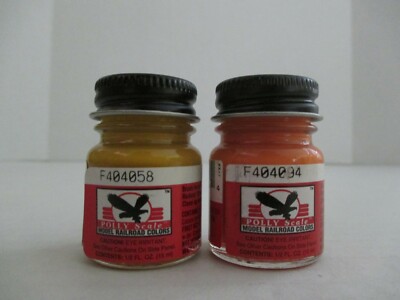 2 NEW FLOQUIL POLLY SCALE RAILROAD MODEL PAINT CP YELLOW & UTILITY ORANGE 1/2oz