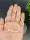 Genuine White Rainbow Moonstone 3 mm Round Micro Faceted Beads Bracelet 7"