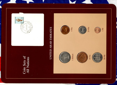 Coin Sets of All Nations UAE United Arab Emirates UNC 1973-1989 Falcon Stamp