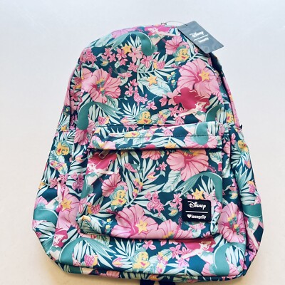 Loungefly Nylon Full Size Backpack Ariel Floral Hibiscus  display picture 3