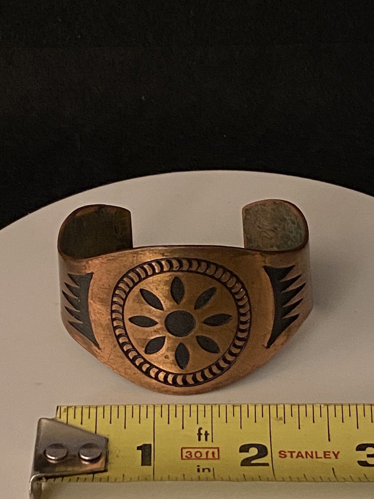 Vintage Solid Copper Native American Thick Cuff B… - image 18