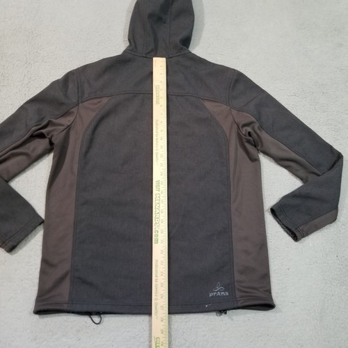 prAna Jacket Mens Large Gray Hooded Water Repellent Soft Shell Hiking Outdoors - Picture 14 of 21