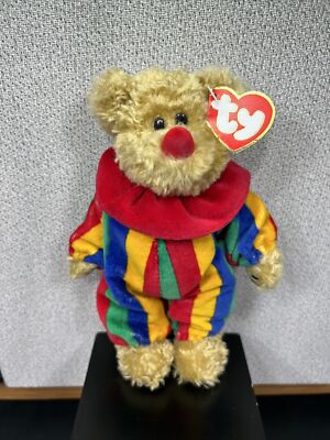 Vintage 1993 Ty PICCADILLY Clown Bear RED Retired Beanie Baby