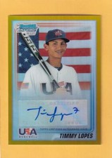 2010 Bowman Draft Chrome USA Baseball Autographs Refractors Gold Timmy Lopes /50