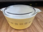 Vintage Pyrex Town and Country Brown on Yellow 474B 1.5 QT Casserole Dish & Lid