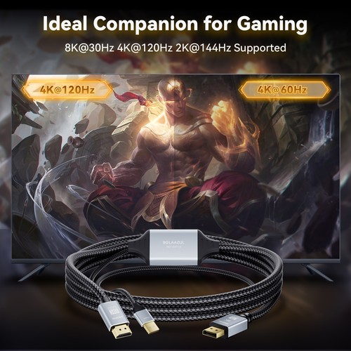 Active 8K HDMI 2.1 to DisplayPort DP 1.4 Cable 2m 4K 120Hz Adapter PS4 Apple TV - Picture 8 of 12