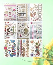9 sheets flash metallic temporary tattoo jewelry bulk wholesale