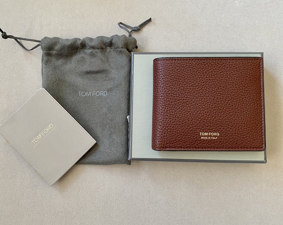 【関税&送料込み】Tom Ford Bordeaux Bi-Fold Wallet With Em TOM FORD BURGUNDY MENS WALLET BRAND NEW BOX, TAGS AND