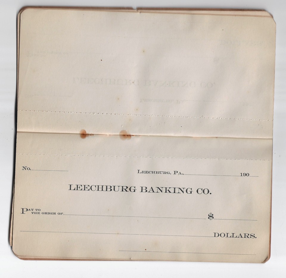 Checkbook Leechburg PA Leechburg Banking Co. 190102 eBay