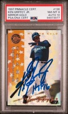 1997 Pinnacle Mirror Gold #136  Ken Griffey Jr. auto inscribed card PSA DNA 8 10