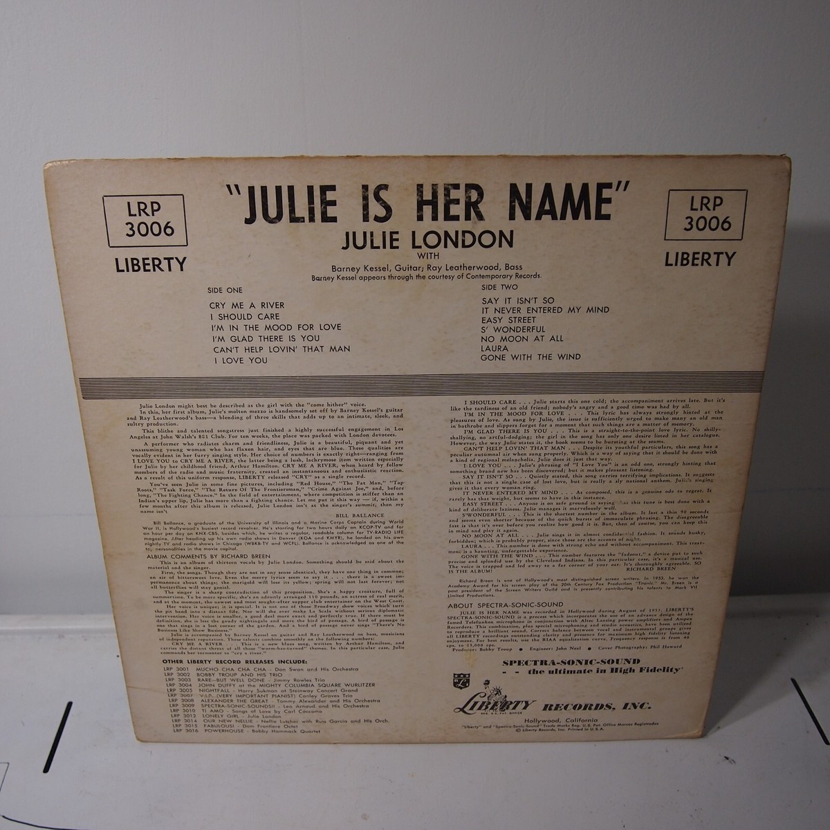 Julie London Julie is Her Name MONO LP VINYL ALBUM