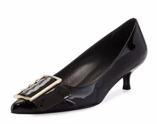 Stuart Weitzman Women's Triplespare Patent Leather Low-Heel Black Pump Size 8.5
