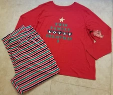 Jammies For Your Families Women 2pc Pajama Set Xmas Top Microfleece Pant 3X NEW