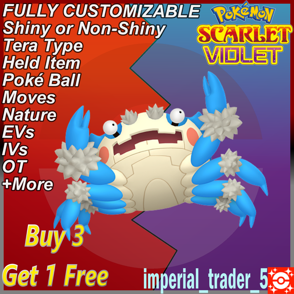 klawf pokemon card shiny Pokémon Scarlet and Violet ✨ Shiny Klawf ✨ W/ Best 6IV Customizable