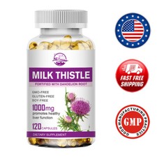 Vitamina Orgánica Cardo Mariano Silimarina 120 Cápsulas 1000mg Para Apoyo Hepático