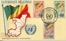 MAXIMAPHILIE CARTE POSTALE MAXIMUM / CONGO / UNITE TRAVAIL PROGRES 1961