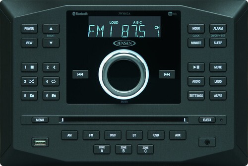 Jensen JWM62A Wallmount Bluetooth RV Stereo with App Control, CD/DVD/USB/AUX/RCA