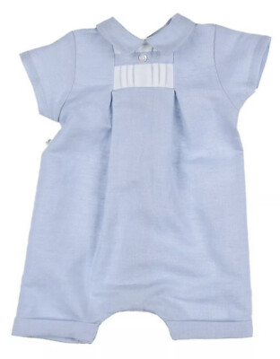 ABSORBA Baby Junge hellblau Kragen Leinen Strampler Größe 9M - atemberaubend - neu mit Etikett