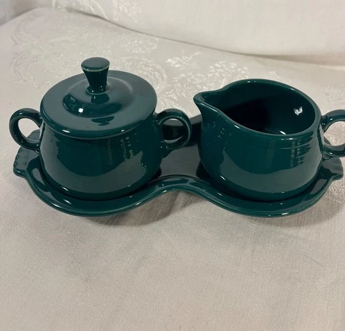 Fiestaware ~ Fiesta ~ Evergreen ~ Cream Sugar & Tray ~ 1st