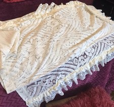 CREAM VINTAGE NOTTINGHAM LACE PANELS - TWO PANELS 41”drop. 76”wide SEE DETAILS 	