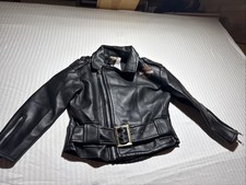 Harley Davidson Jacket Toddler Black Faux Leather Motorcycle Biker Zip Belted