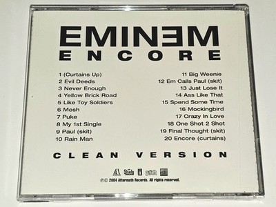 EMINEM ENCORE CLEAN PROMO CD RAP HIPHOP SHADY AFTERMATH DR DRE