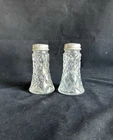 Vintage Anchor Hocking Waterford Waffle Crystal Glass Salt & Pepper Shakers 1940