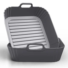 2 Pack 9-Inch Square Silicone Liners, Air Fryer, 6-8.5QT, Reusable Pot, Tray