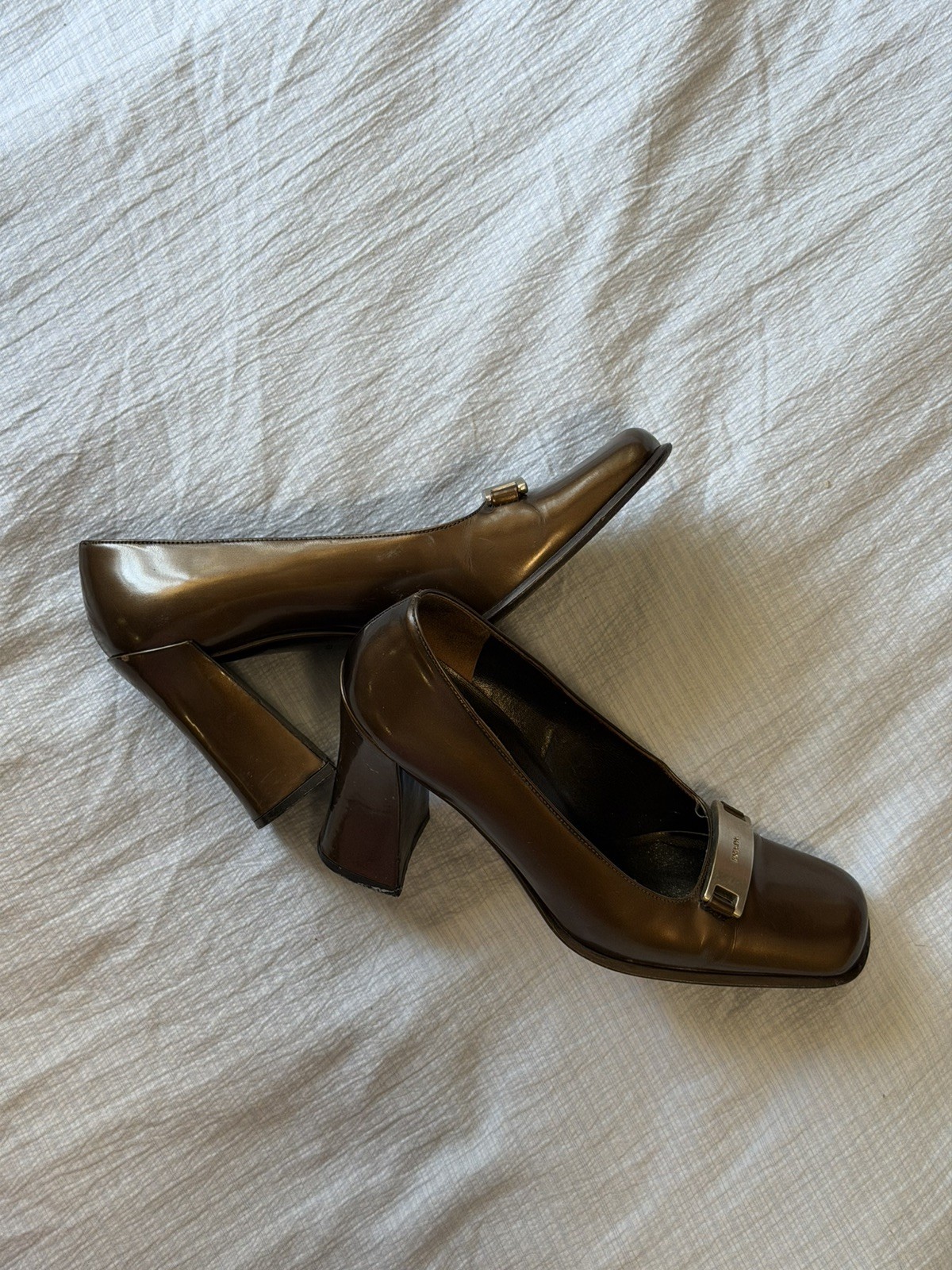 Authentic Prada Brown Leather Square Toe Mules Si… - image 13