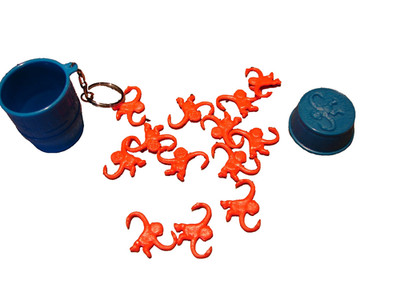 Vintage Keychain Keyring Fob Barrel Of Monkeys Complete Set 1998 Hasbro Nice!!!