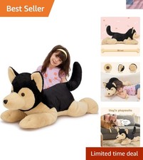Oversized German Shepherd Dog Plush - 32-Inch Soft Cuddly Gift for Kids  Pets