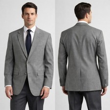 Jos. A. Bank Mens Grey 100 Wool 2-Button Blazer Sport Coat Jacket 39R