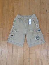 JNCO Jeans VTG y2k Khaki Baggy Flaming Crown Embroidered Shorts Men's 26