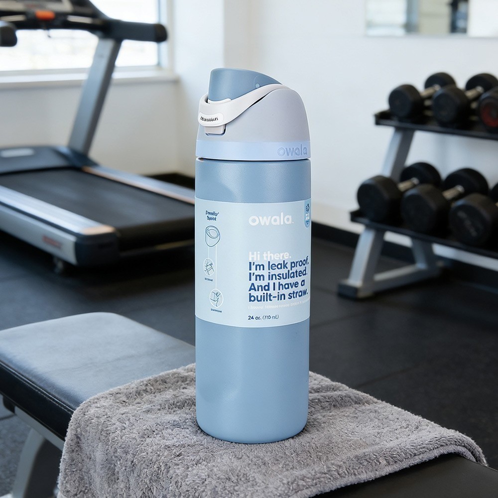 24oz 32oz Owala Freesip Stainless Steel Water Bottle Sea Salt Blue Gifts — image 7