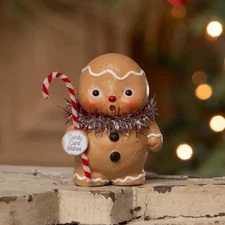 Bethany Lowe Gingerbread Boy Man Candy Cane Wishes Christmas Figurine NEW