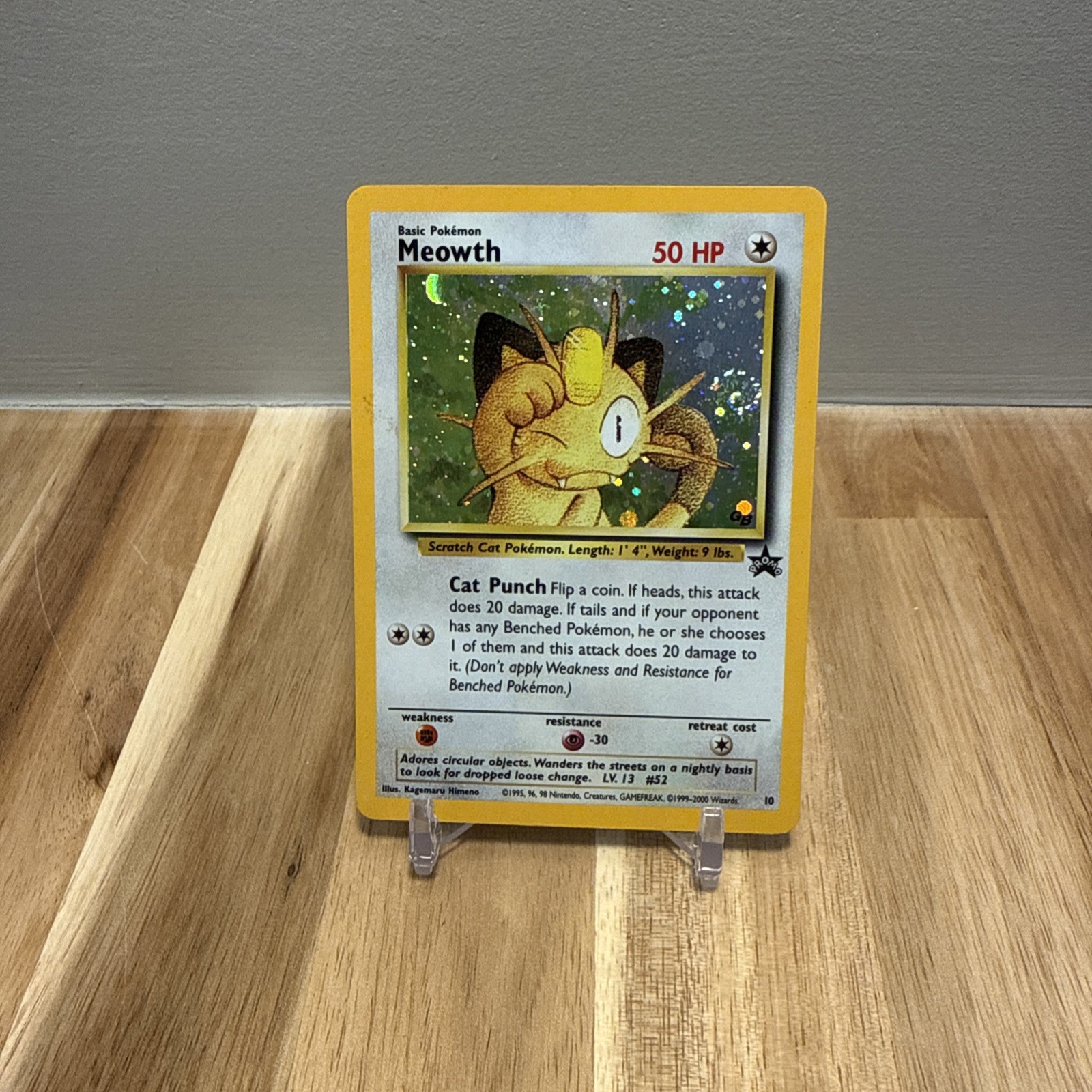 Meowth Holo Pokemon WOTC 2000 Black Star Promo #10 Gameboy Promo Swirl