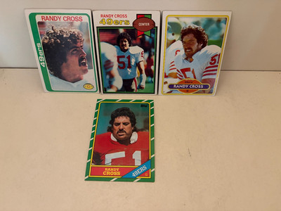 LOT OF 4 RANDY CROSS 1970s cards Rookie #231 513 123 162 SAN FRANCISCO 49ERS EX+