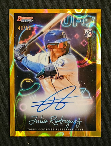 Julio Rodriguez [Lava] #UFOA-JRZ 2022 Bowman's Best UFO Autographs card
