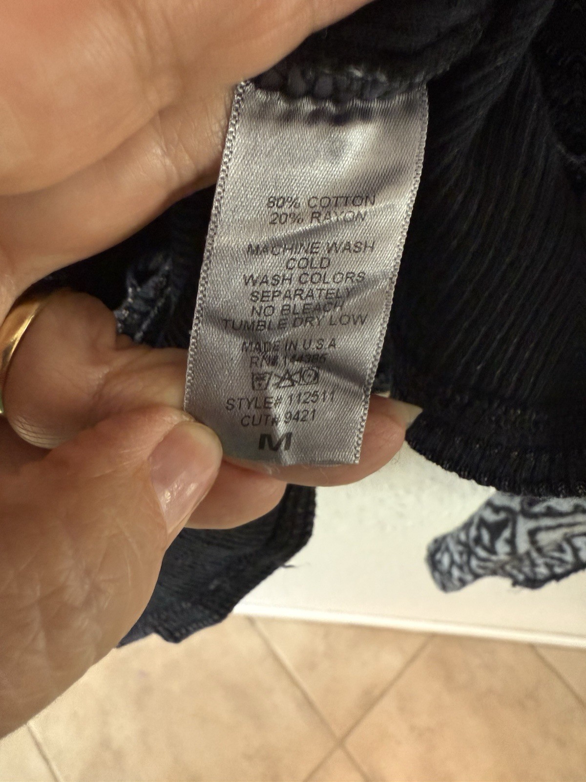 NWOT Able Waffle Knit Long Sleeve Thermal Top Black Size M Embellished Cuffs