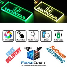 HONDA LED Light Keyring / Keychain 7 Colour LED-Car Logo-Laser Engraved