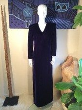 CD De Christian Dior Robes Du Soir Vintage Indigo Purple Velvet Gown Dress Sz 10