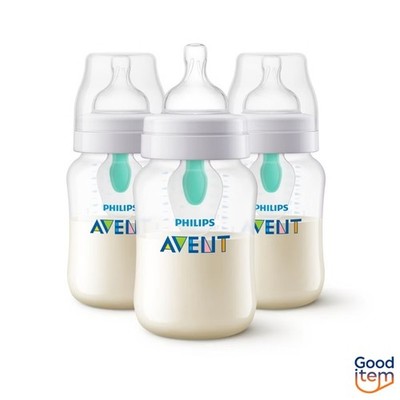 Philips Avent Anti-Colic Bottles with AirFree Vent - Clear - 9oz/3pk: BPA-Free