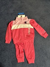 Champion Colorblock Pink White Track Jacket Pants Set 2T Sports Activewear